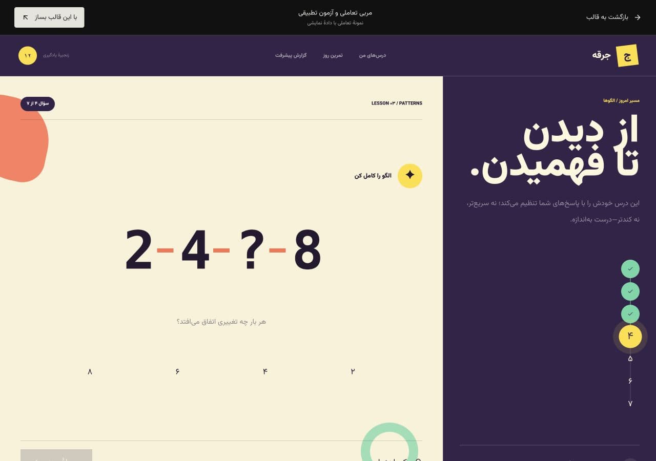 پیش‌نمایش فارسی قالب نمایشی آموزش تعاملی ساروی